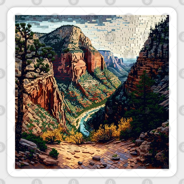 Mosaic Zion National Park Square | Angel's Landing | Utah Sticker by Motif Mavens